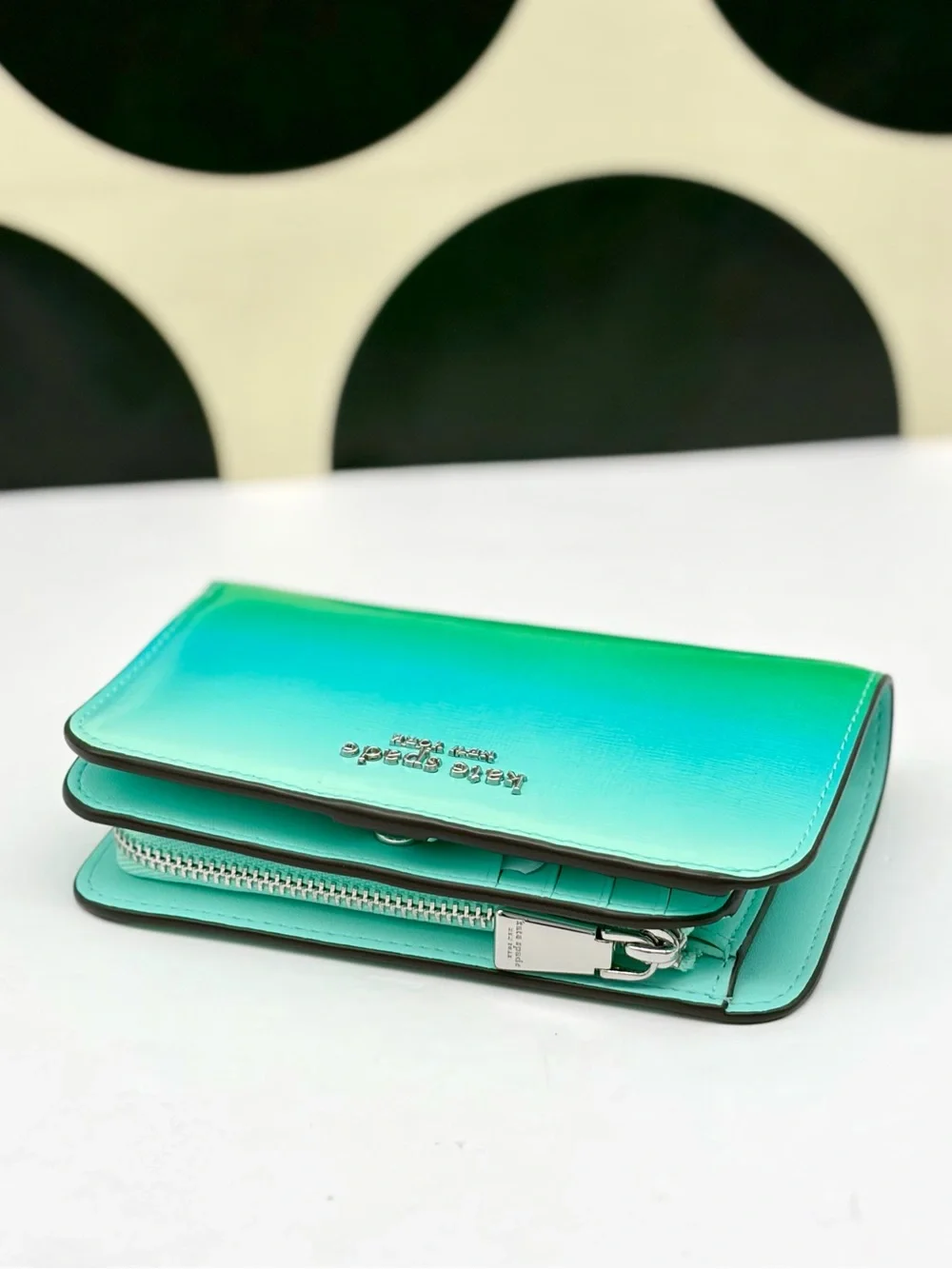 Kate Spade Morgan Ombré Compact Wallet in Mint Liqueur Multi Green